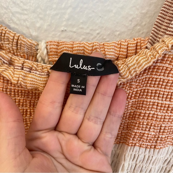 Lulu's Orange and Cream Textured Dress - Picture 4 of 6